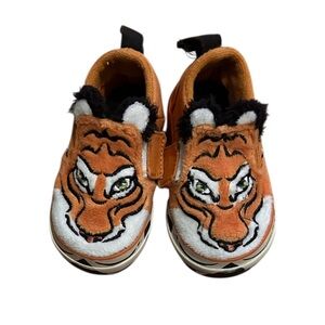 4 Toddler Vans Save Tigers Slip On Shoes Asher Orange Plush Skater